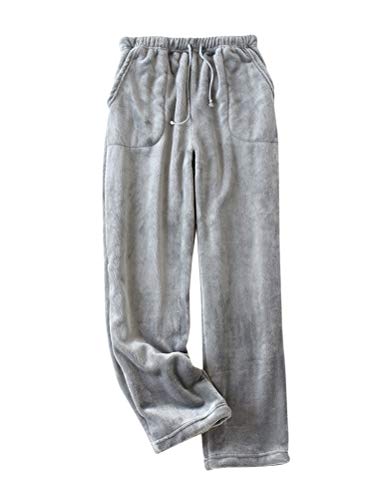 Onsoyours Pantaloni Pigiama in Pile Morbido Invernale Unisex Pantaloni Lounge Pantaloni Caldi in Pile di Corallo Pantaloni da casa Sleepwear Pantaloni per Uomo Donna Donna A Grigio XL