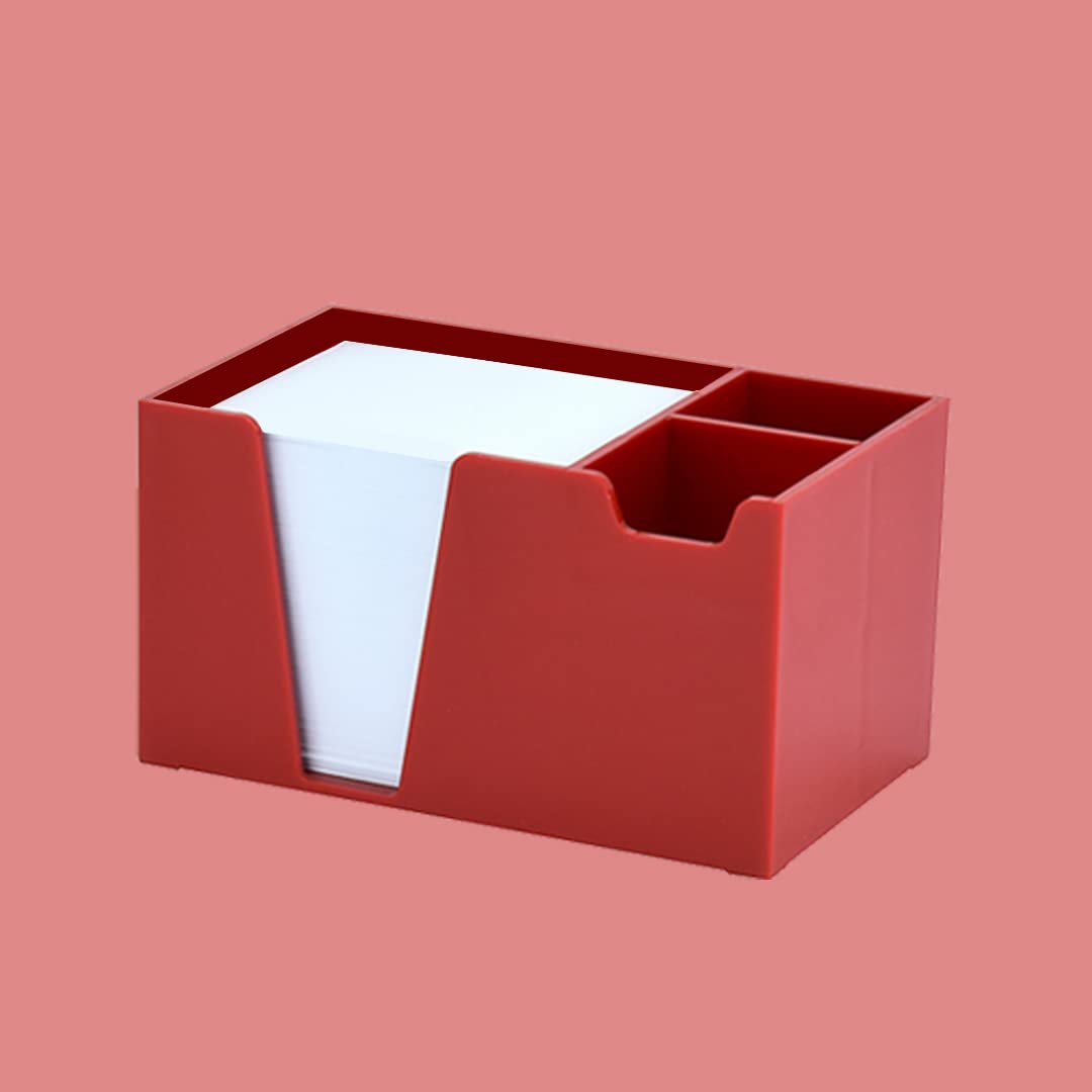 Acrimet Schreibtisch-Organizer für Stifte, Kugelschreiber, Papier, Büroklammern, Utensienhalter (Kunststoff) (Weißes Papier enthalten) (Rot)