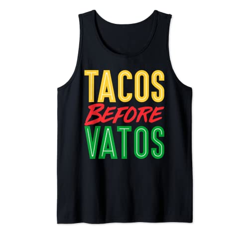 Tacos over Vatos Funny Cinco de Mayo Amante de la comida lindo Camiseta sin Mangas