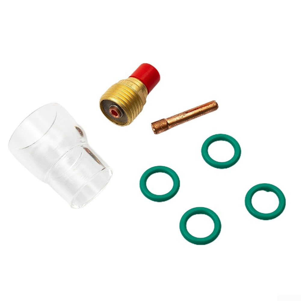 7-Piece for TIG Welding Torch Accessories Kit with for Stubby Gas Lens, #12 Glass Cup, Collet Body & O-Rings for WP-9, WP-20, and WP-25 Air-Cooled for TIG Torches –(1.6mm)