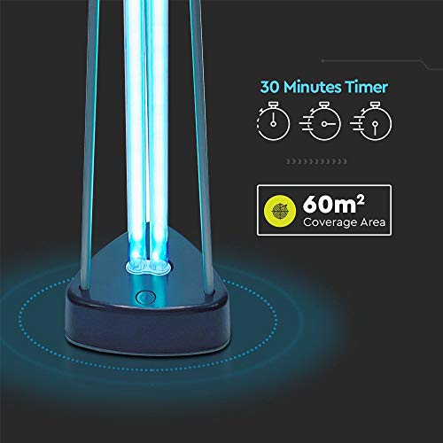 UV-C Keimtötende Lampe mit Ozon für 60m2, 38W, Wellenlängenbereich 200 nm, Touch-Schalter, 10 Sekunden Verzögerung - Image 6