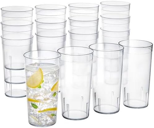 US Acrylic Cafe Plastic Reusable Tumblers (Set of 16) 20-ounce Wa...