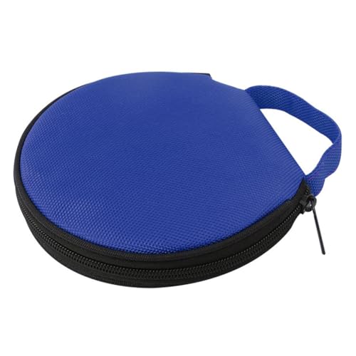 1PC Oxford Cloth 20 Capacity CD DVD Case Wallet Portable Zipper CD Protective Case Holder Round CD DVD Carring Bag with Handle Disc Storage Organizer for Car Home Travel Use, Blue