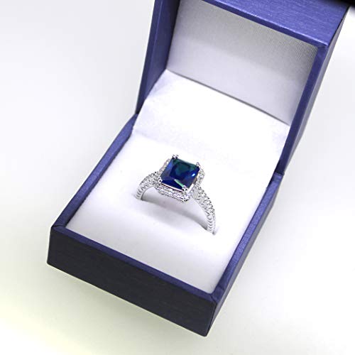 Image of Art Deco Sterling Silver Created or Sumulated Birthstone Halo Ring