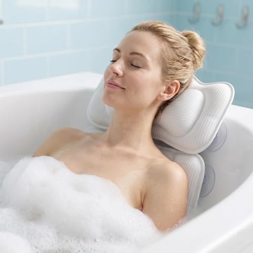 KEIY Bath Pillow For Tub 2-Piece Head And Back Support White