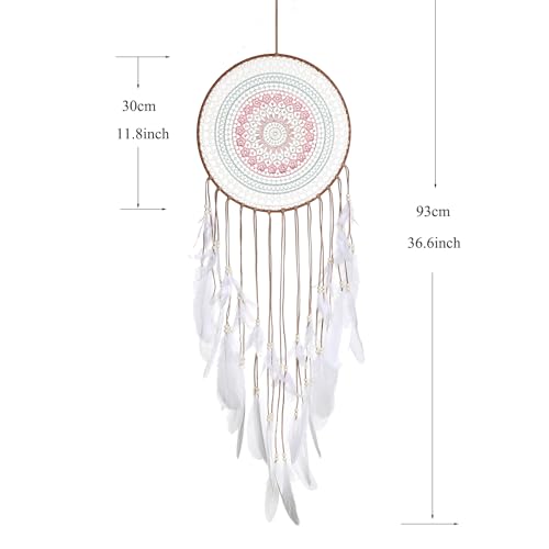Malicosmile Dream Catchers Large Wall Hanging Decor, Colorful Lace with White Feather Big Dream Catcher for Wall Bedroom Adult