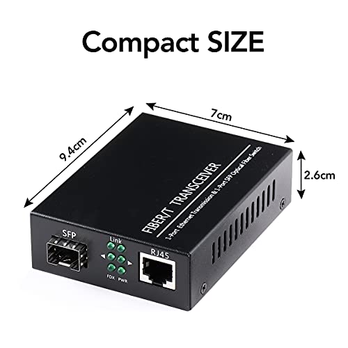 Image of Open SFP Slot A Pair of 1.25G /s Gigabit Fiber Ethernet Media Converter 10 /100 /1000Base-Tx to 1000Base-SX SMF RJ45 to SFP Slot, Support SFP Gigabit modules up to 120KM(2 Pack)