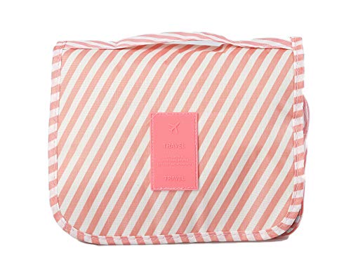 Preisvergleich Produktbild Runsabay Reisetasche für Weihnachten und Neujahr, hängende Kulturbeutel Waschbeutel Make-up Kosmetische wasserdichte Organizer für Frauen Mädchen Kinder (Rosa Streifen)