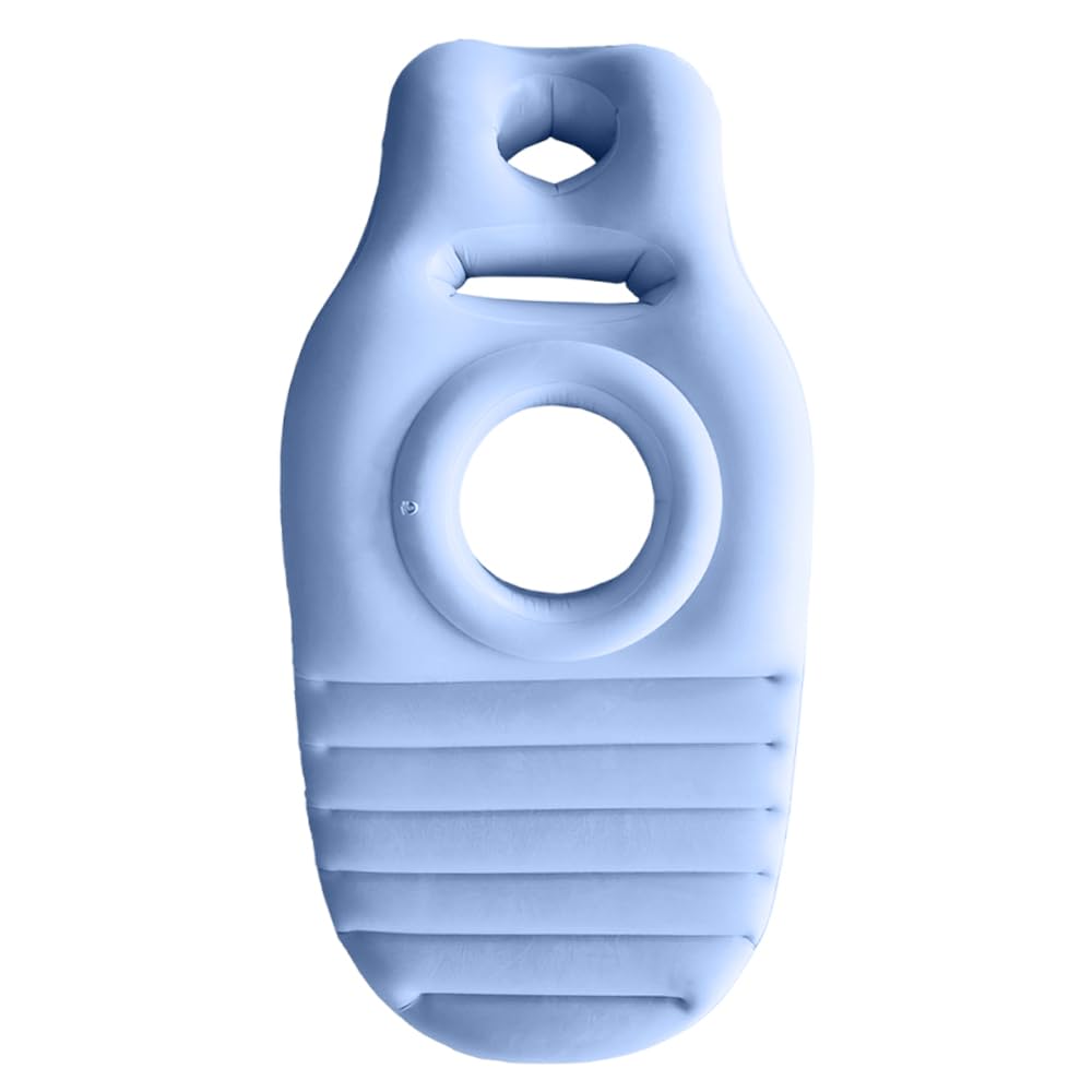 Almohada Inflable de Embarazo, Almohada de Maternidad con Orificio para El Abdomen, Colchoneta de Yoga con Agujero, Cojin Embarazada PVC Espesante para Soporte Corporal Completo (Azul, 1)