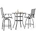 NUU GARDEN 3 Piece Outdoor Patio Bar Set, Patio Bar Furniture Set, Outdoor Tempered Glass Square Bar Table and Textilene Swivel High Backrest Bar Stools for Patio, Garden, Backyard, Gray and Black -  SID138J-102