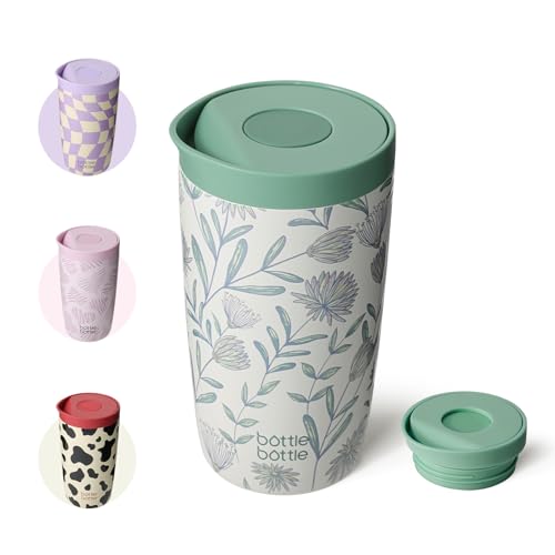 BOTTLE BOTTLE Gobelet isotherme 350 ml pour café ou thé, anti-fuite et fermeture Easy Quick-Press, Isolierbecher Travel Mug Classic Grande (Fleurs en...