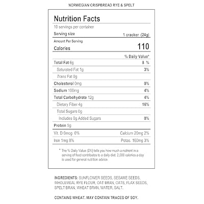 Sigdal Bakeri Rye & Spelt Norwegian Crispbread | All Natural, Non GMO, Vegan, Sugar Free, High Fiber, Low Carbs, High Protein, Wholegrain Snack Crackers With Up To 46% Seeds, 8.29 oz (235g) (Pack of 4)