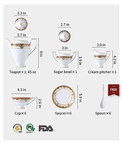 Porlien TEASET17RG Exquisite Bone China 17-Piece Tea Set thumb #1