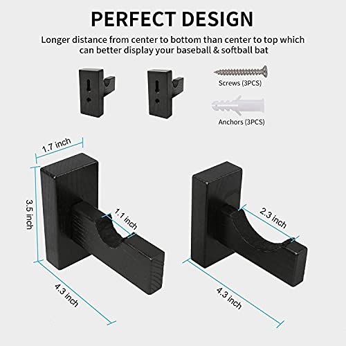 Joinsi 1 Pack Baseball Bat Wall Mount Softball Bat Wooden Holder Hanger Rack Brackets For Horizontal Display #TOP5