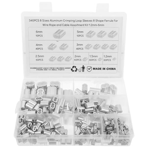 ULTECHNOVO Aluminum Double-Hole Wire Rope Sleeves Cable Clamps Oval Holes, Steel Wire Rope Aluminum Ferrule Crimping Loop for Secure Cable Connections in Industrial Rigging