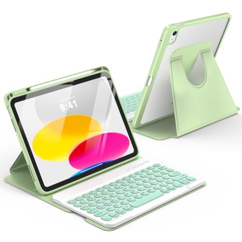 Image of besky Keyboard Case for iPad A16 11th /10th Gen 11 /10.9 Inch, 360 Rotatable | Detachable Keyboard with Magnetic Cover & Pencil Holder, Compatible with iPad 11 2025 and iPad 10 2022, Matcha Green