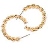 Harper Meyers Polished Gold Twisted Hoop Earrings – Lightweight Braided Hoops for Women – Elegant and Timeless Twisted Rope Earrings – Versatile and Stylish Gift for Any Occasion