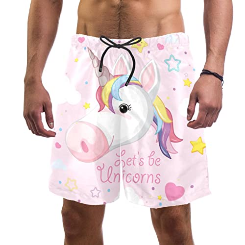 Maillots de bain licorne rose JDEZ pour hommes et short de plage