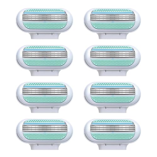 8 Recambios para Maquinilla de Depilación de Mujer, Cuchillas de Afeitar con 3 Capas de Acero Inoxidable, Hojas Duraderas y Suaves, Compatible con Venus, Afeitado para Vello Corporal y Axilas