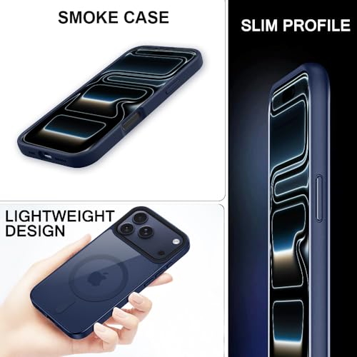 Image of iPhone 17 Pro Max Magsafe Hard Back Case | Matte Design & 360 Protection | Military-Grade Apple iPhone 17 Pro Max Cover | Strong Magnet Back - Blue