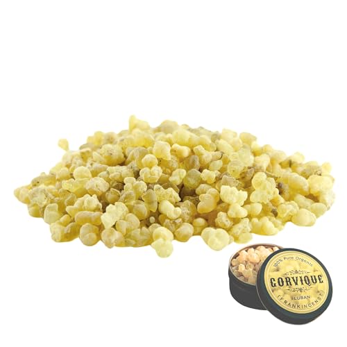 Gorvique Organic Frankincense Resins - 100% Pure & Wild-Harvested Luban for Incense Bakhoor Burner Meditation Yoga and Home Fragrance - Premium Grade (25 gram Frankincense)