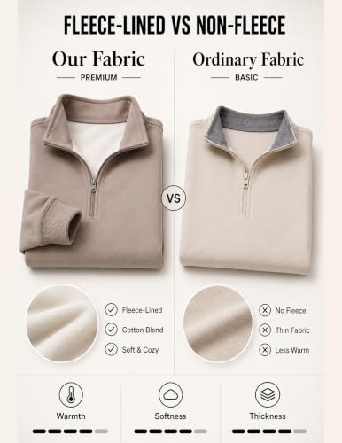 COOFANDY Men's Quarter Zip Fleece Collared Sweatshirt Dress Winter Pullover — view 6