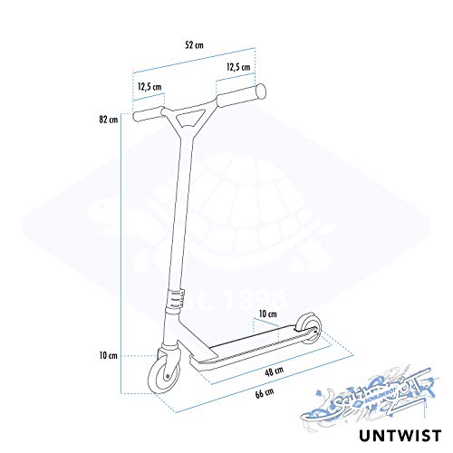 Schildkröt Stunt Scooter Untwist, verschillende designs selecteerbaar, waardevolle stuntstep met aluminium velg, 100 mm… - Afbeelding 7