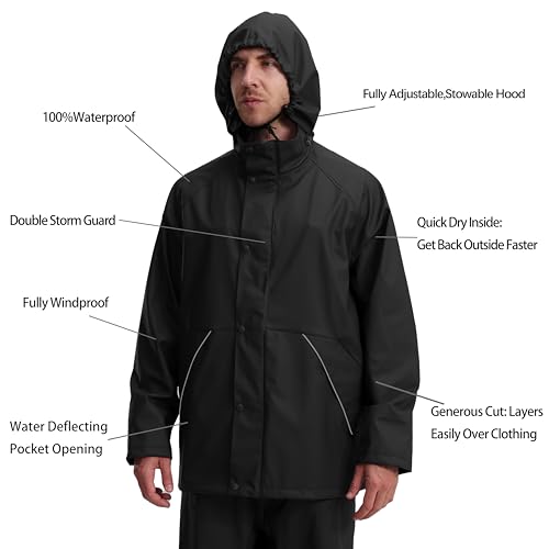 FWG Men's Workwear PRO Rain Suit - Ultimate Safety & Comfort | Waterproof, Durable PU Jacket & Bib Pants Set.4