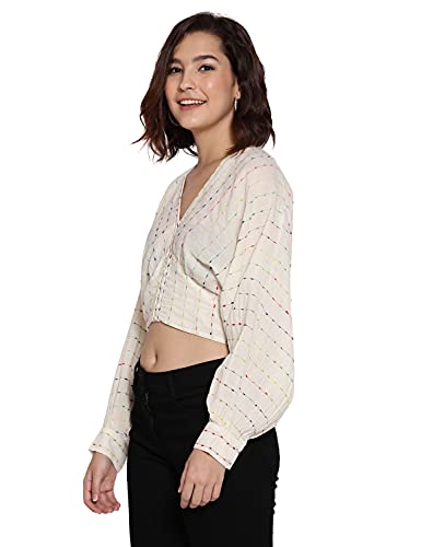 Image of oxolloxo Jovial jwell blueish Women Dobby Crop top