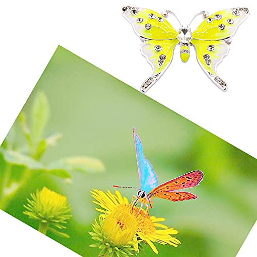 Image of FEELMEM Crystal Rhinestone Butterfly Brooch Pin Blue Color Butterfly Brooches for For Women Wedding /Banquet /Birthday Party