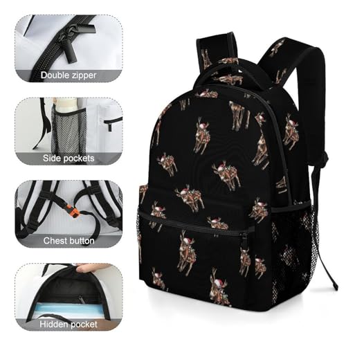 Donkey Christmas Reindeer Lights Funny Backpack Casual Daypack Lightweight Shoulders Bag for Men Women Cute Print4