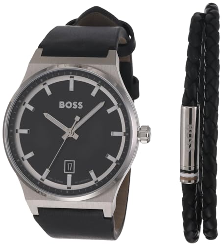 BOSS Candor Qtz Basic Calendar Black Round Dial Mens Watch|Black Leather Material|Black Color Band - 1570158 (B0CGZS8BQP) Amazon Price History, Amazon Price Tracker