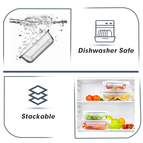BAYZZ 10-Pack Airtight Glass Meal Prep Containers with Lids – Oven, Microwave, and Freezer Safe