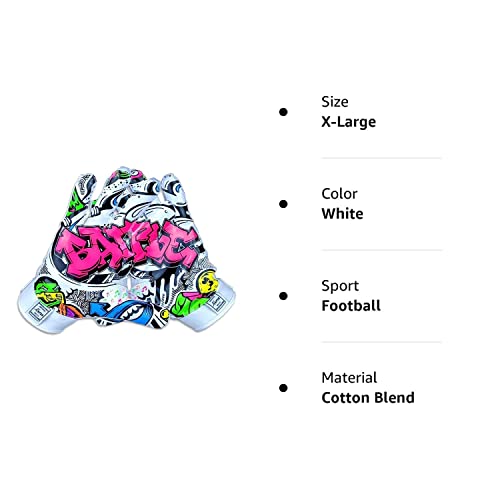 Battle Sports Graffiti Football Receiver Gloves (X-Large, Adult) #TOP2