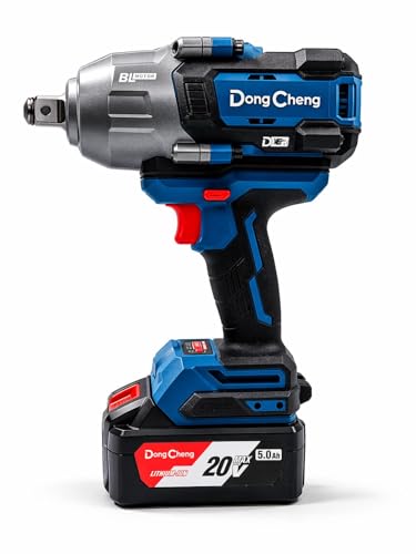 Image of DongCheng 20V Cordless Impact Wrench | Brushless Motor | 1288 N.M Max Torque | 1700 N.M Nut Busting Torque | (3 /4 inch) 19mm Square Drive | 2 X 5.0Ah Lithium-Ion Battery | 1 X Charger | Heavy Duty |