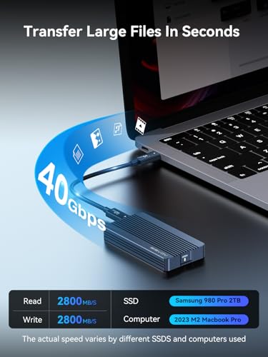 Image of ACASIS 40Gbps M.2 NVMe SSD Enclosure, Only Compatible with Thunderbolt 4 /3 USB4,TBU405 Air for M1 M2 Pro /Max, Tool Free Installation, Support M-Key Interface B+M 2280 SSD Size