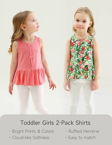 Bamboo Viscose Shirts for Girls Casual Sleeveless 2-Pack Toddler Girls Tops2