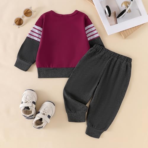 Image of FOCUTEBB Toddler Boy Clothes Baby Boys Fall Winter Outfits Long Sleeve Sweatshirt Top Jogger Pants Set Boys Outfit Set 12M-4T