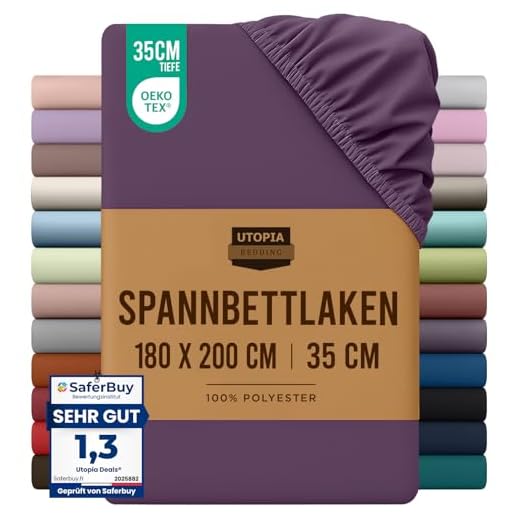 Utopia Bedding - Spannbettlaken 180x200cm - Lila - Gebürstete Polyester-Mikrofaser Spannbetttuch - 35 cm Tiefe Tasche