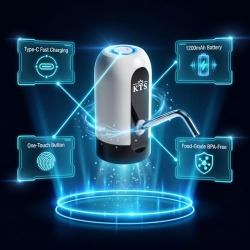 Image of Konquer TimeS 4th Generation Automatic Wireless Water Can Dispenser Pump for 20 Litre Bottle | New Robust Motor Technology | with Type-C Fast Charging | 1200mAh Rechargeable Battery