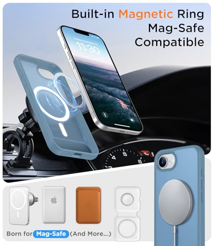 Image of Magnetic Compatible with iPhone 17e Case & iPhone 16e Case,[Built-in Invisible Kickstand][Compatible with MagSafe][Military Grade Shockproof] Slim Translucent Matte Case for iPhone 16e /17e 6.1 inch