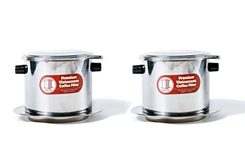 Set of 2 Vietnamese Traditional Coffee Phin Filter. Restaurant Quality Coffee- 15 Ounce