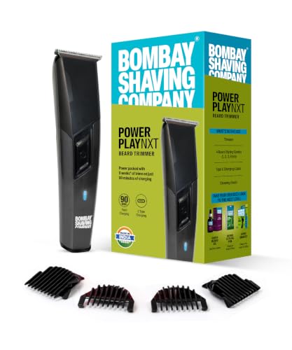 Image of Bombay Shaving Company Power Play NXT Trimmer for Men | Beard Trimmer for Man | Hair Trimmer for Man | Type C, 90 Min, 4 Combs, Self-Sharpening | Olive