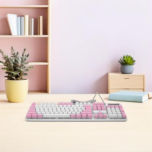 Clavier USB ergonomique pour bureau et gaming setup rose pastel - 6