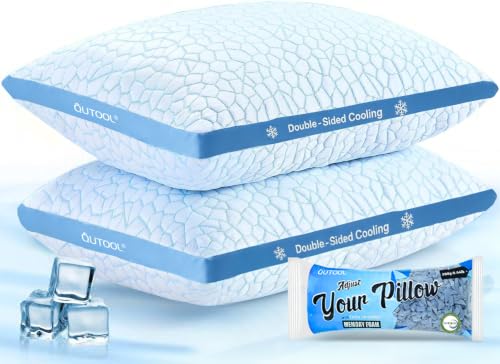 QUTOOL Double Sided Cooling Pillow Set of 2 - Adjustable Shredded Memory Foam for Hot Sleepers