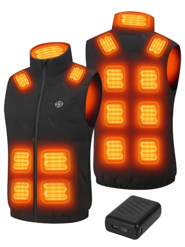 Image of Gokozy Heated Gilet for Men With 12v 20000mah Battery FD Charging Rechargeable Heated Jacket 5s Rapid Heating Heated Vest with 15 Heating Zones Insulated For Commuting Camping Dog Walking Fishing-L