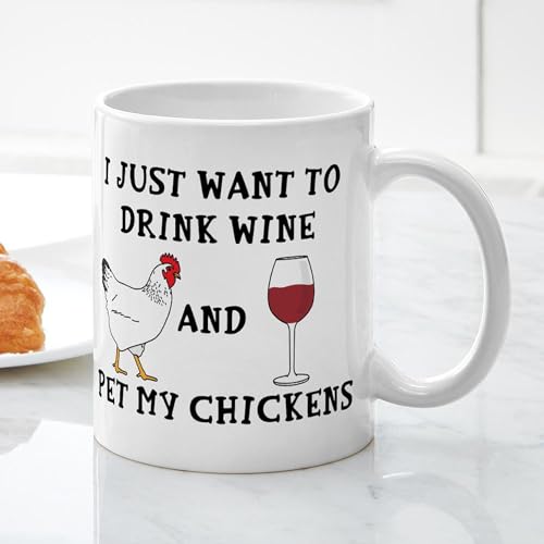 Taza de cerámica 11 oz Chickens And Wine miniatura 5
