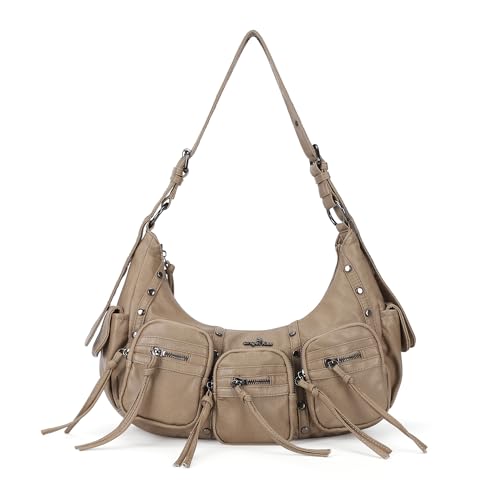 Image of Angel Kiss Hobo Bags Purse for Women Y2K Shoulder Bag Multi Pockets Designer Satchel Studded Handbags with Strap