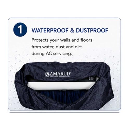 Image of Polyester Waterproof Split AC Indoor Unit Wash Cleaning Bag Cover | Reusable AC Service Cover for Coil Cleaning, Dust & Splash Protection (Parachute Fabric, 44)