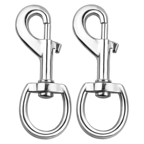 2pc ALAZCO Flag Swivel Snap Clips Hooks 3.5” Heavy Duty Spring Sturdy 200lbs Safety Load 0.78” Eyelet Capacity Flagpole Hardware Pet Leash Key Chain Leather Craft Camping Boating Tarp Cover Clips Cover